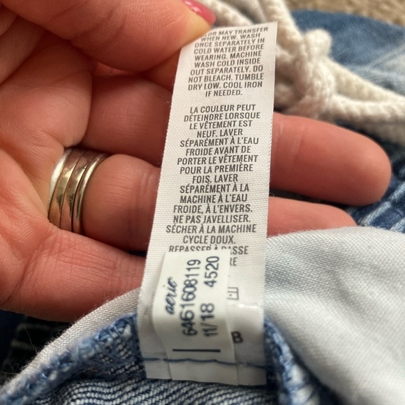 Aerie Denim Color Block Pull On Cut Off Shorts With Drawstring Size Small - Picture 5 of 8